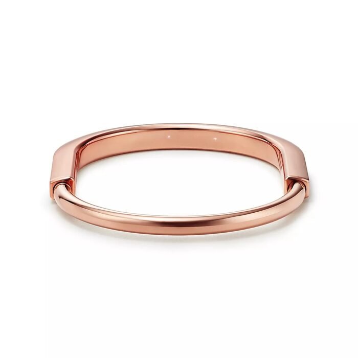 ELSIE LOVE Lock Bangle, 18K Gold Plated, V Gold, Medium Size, PVD 5x Layered - Image 13