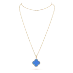 ELSIE LOVE Clover Pendant Necklace, Women’s Long Chain 925 Sterling Silver, 18K Gold Plated - Image 15