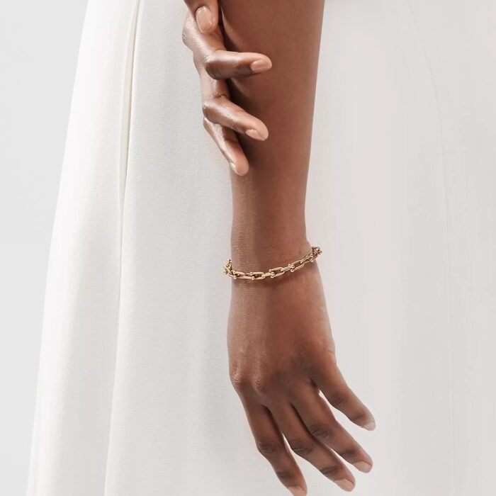 ELSIE LOVE Small Link Bracelet for Women, 18K Gold Plated, V Gold, PVD 5x Layered, Fits Medium Wrist - Image 14