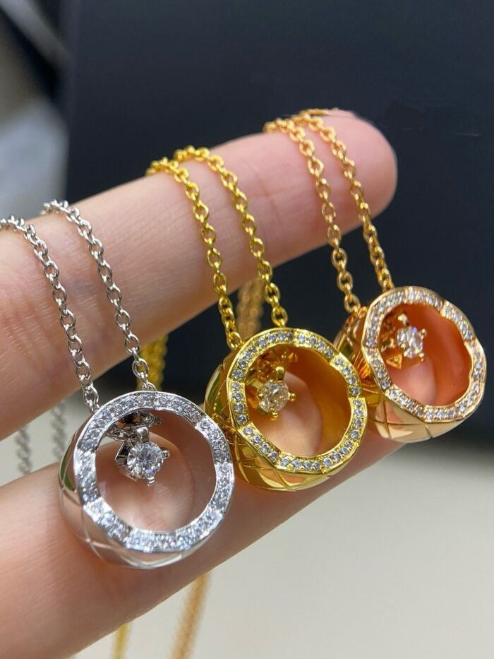 ELSIE LOVE Coco Crush Necklace Women 18K Gold Plated V Gold Zirconia PVD 5x Layered Circle Pendant - Image 13