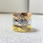 ELSIE LOVE Coco Crush Ring · 925 Sterling Silver 18K Gold Plated · Quilted Engraving with Zirconia · Elegant Women’s Fashion Ring - Image 14