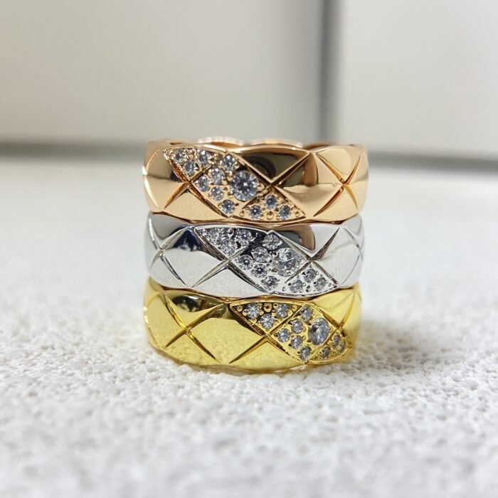 ELSIE LOVE Coco Crush Ring · 925 Sterling Silver 18K Gold Plated · Quilted Engraving with Zirconia · Elegant Women’s Fashion Ring - Image 14