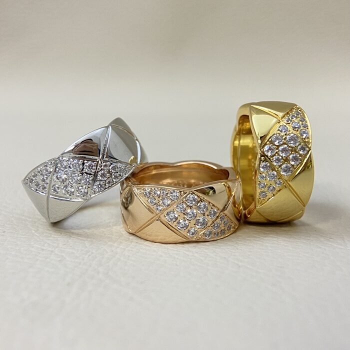 ELSIE LOVE Coco Crush Ring · 925 Sterling Silver 18K Gold Plated · Quilted Design with Full Zirconia Inlay · Luxury Women’s Ring - Image 14