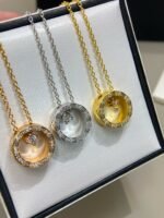 ELSIE LOVE Coco Crush Necklace Women 18K Gold Plated V Gold Zirconia PVD 5x Layered Circle Pendant - Image 14