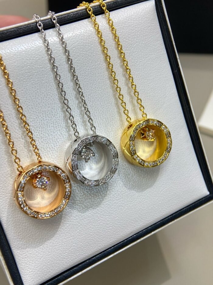 ELSIE LOVE Coco Crush Necklace Women 18K Gold Plated V Gold Zirconia PVD 5x Layered Circle Pendant - Image 14