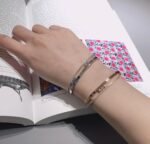 ELSIE LOVE Move Romane Bracelet Women 18K Gold Plated V Gold Zirconia PVD 5x Layered Double Band Bangle - Image 14