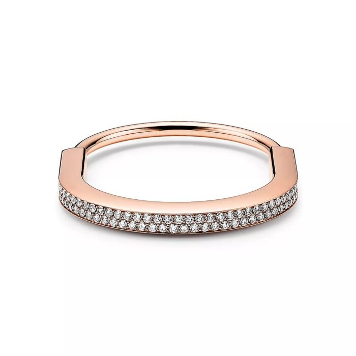 ELSIE LOVE Lock Bangle with Zirconia, 18K Gold Plated, PVD 5-Layered, Medium - Image 14
