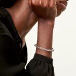 ELSIE LOVE Lock Bangle with Zirconia, 18K Gold Plated, PVD 5-Layered, Medium - Image 15