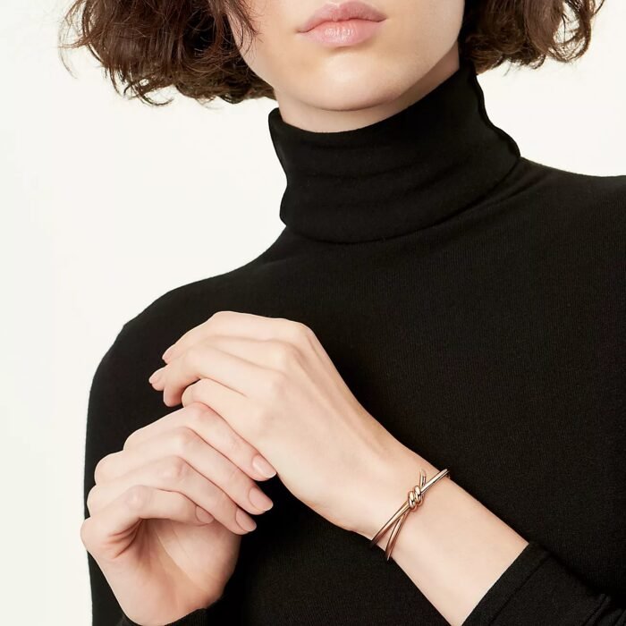 ELSIE LOVE Knot Bracelet 18K Gold Plated PVD 5x Layered Medium Size - Image 10