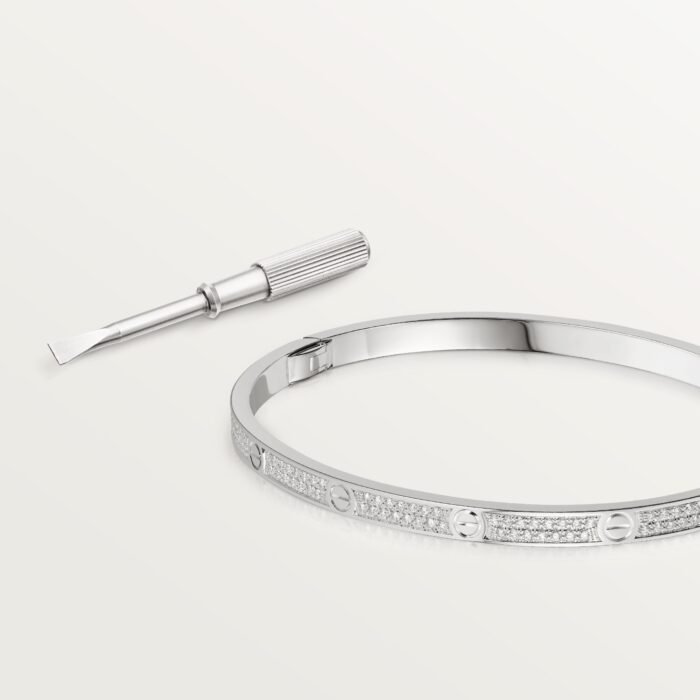 ELSIE LOVE Cubic Zircon Paved Screw Bangle | V Gold 18K Gold Plated with PVD Technology - Image 11