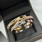 ELSIE LOVE Move Noa Bracelet Women 18K Gold Plated V Gold Zirconia PVD 5x Layered Bangle 4.5mm - Image 16