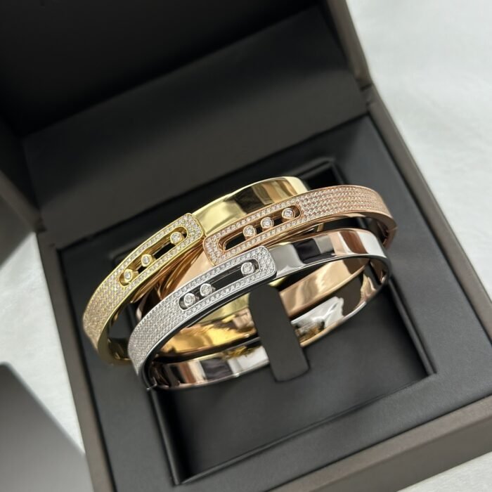 ELSIE LOVE Move Noa Bracelet Women 18K Gold Plated V Gold Zirconia PVD 5x Layered Bangle 4.5mm - Image 16