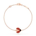 ELSIE LOVE Ladybug Bracelet | 925 Silver, 18K Rose Gold Plated | Carnelian & Onyx | Lucky Charm Jewelry
