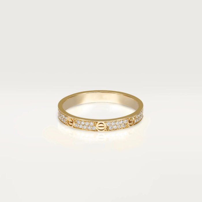 ELSIE LOVE Screw Slim Ring Women 18K Gold Plated V Gold PVD 5x Layered Zirconia 2.6mm Band - Image 1