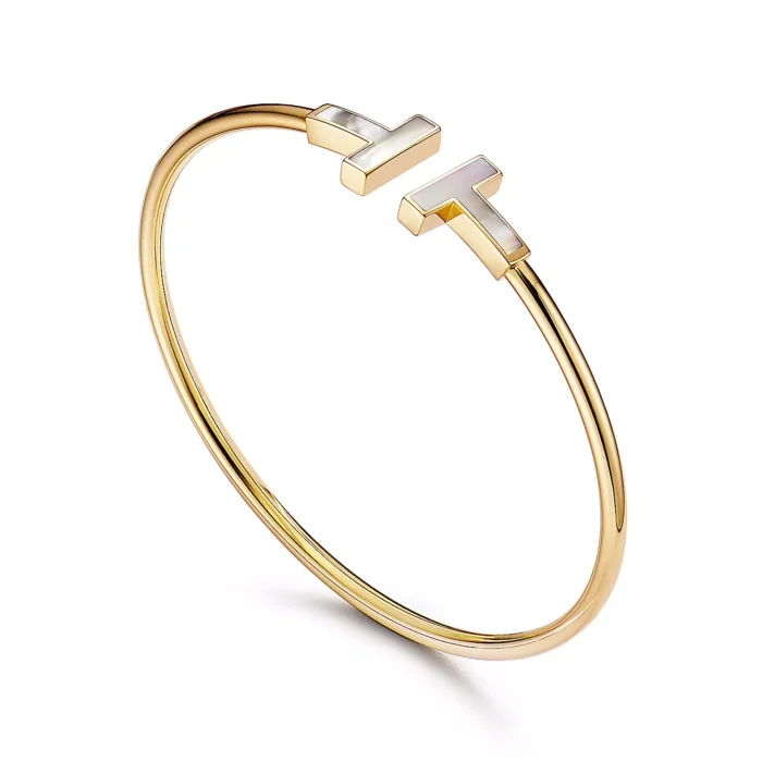 T Bangle with Mother of Pearl (Gold) - Image 2