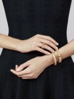 ELSIE LOVE Perlee Bangle Bracelet for Women, 18K Gold Plated V Gold, Cubic Zircon - Image 2