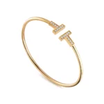 T-Bar CZ Open Bangle｜18K Gold Plated - Image 2