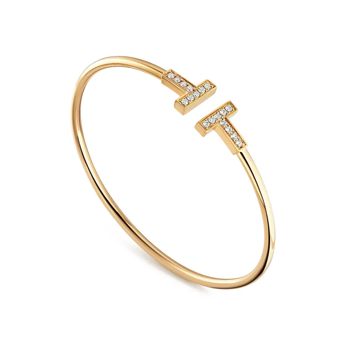 T-Bar CZ Open Bangle｜18K Gold Plated - Image 2