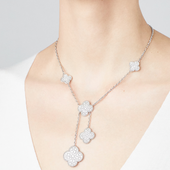ELSIE LOVE Clover Leaf Y Necklace · 18K Gold Plated 925 Silver · Mother-of-Pearl / Onyx / Carnelian / Tiger Eye · Lucky Pendant Necklace - Image 9