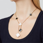 ELSIE LOVE Clover Leaf Y Necklace · 18K Gold Plated 925 Silver · Mother-of-Pearl / Onyx / Carnelian / Tiger Eye · Lucky Pendant Necklace - Image 12