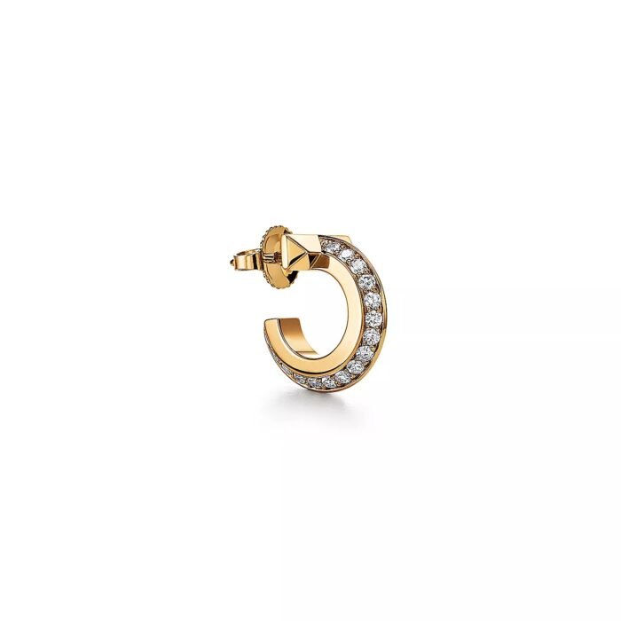 ELSIE LOVE T1 Hoop Earrings Extra Small with Zirconia | V Gold 18K Gold Plated Minimalist Hoops - Image 12
