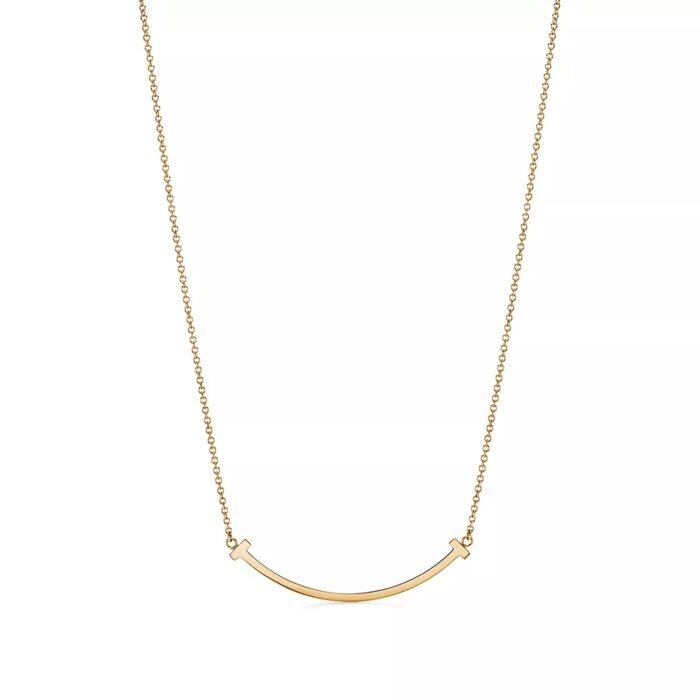 ELSIE LOVE Smile Pendant with Zirconia Small | V Gold 18K Gold Plated Minimalist Necklace - Image 2