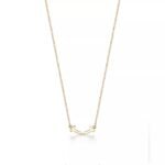 ELSIE LOVE Mini Smile Pendant with Zirconia | V Gold 18K Gold Plated Delicate Necklace - Image 2