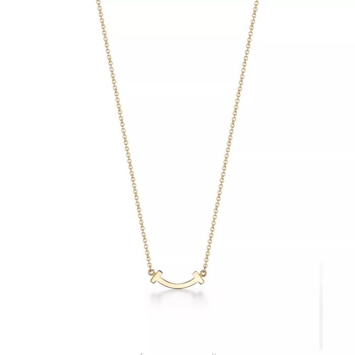 ELSIE LOVE Mini Smile Pendant with Zirconia | V Gold 18K Gold Plated Delicate Necklace - Image 2
