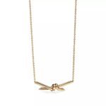 ELSIE LOVE Knot Pendant Necklace | V Gold 18K Gold Plated Adjustable Minimalist Pendant - Image 2