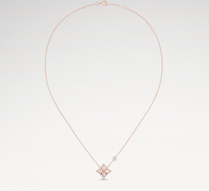 Color Blossom Pink Mother-of-Pearl Necklace | 18K Rose Gold and Zircon - Image 2