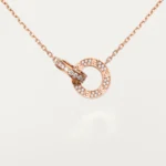 ELSIE LOVE Interlocking Circle Necklace Women 18K Gold Plated V Gold PVD 5x Layered Zirconia 17-Inch Chain - Image 2