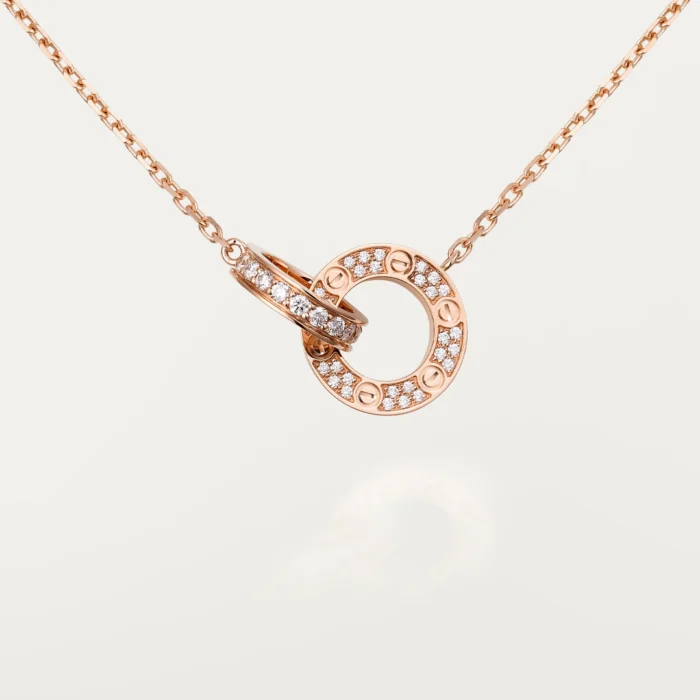 ELSIE LOVE Interlocking Circle Necklace Women 18K Gold Plated V Gold PVD 5x Layered Zirconia 17-Inch Chain - Image 2