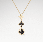 Color Blossom Onyx Lariat Necklace | 18K Gold Plated Triple Flower Drop - Image 2