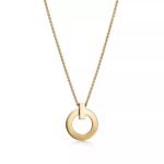 ELSIE LOVE T1 Circle Pendant Necklace, 18K Gold Plated with Zirconia, Adjustable 16-18 Inch Chain - Image 2