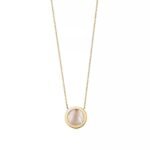 ELSIE LOVE Mother-of-Pearl Circle Pendant Necklace 18K Gold Plated with Zirconia, Adjustable Chain - Image 2