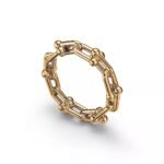 ELSIE LOVE Link Ring | V Gold 18K Gold Plated Chain Style Band - Image 2