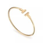ELSIE LOVE T Bracelet 18K Gold Plated Minimalist Open Cuff - Image 2