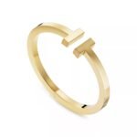 ELSIE LOVE Square T Bracelet | 18K Gold Plated V Gold | PVD 5x Layered | Medium Open Bangle - Image 2