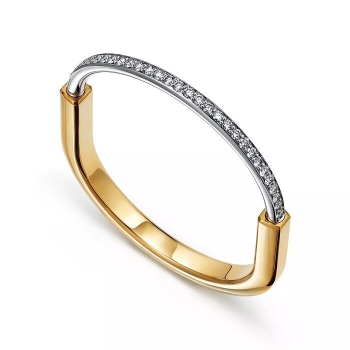 ELSIE LOVE Lock Bracelet 18K Gold Plated with Zirconia, Medium Size - Image 2