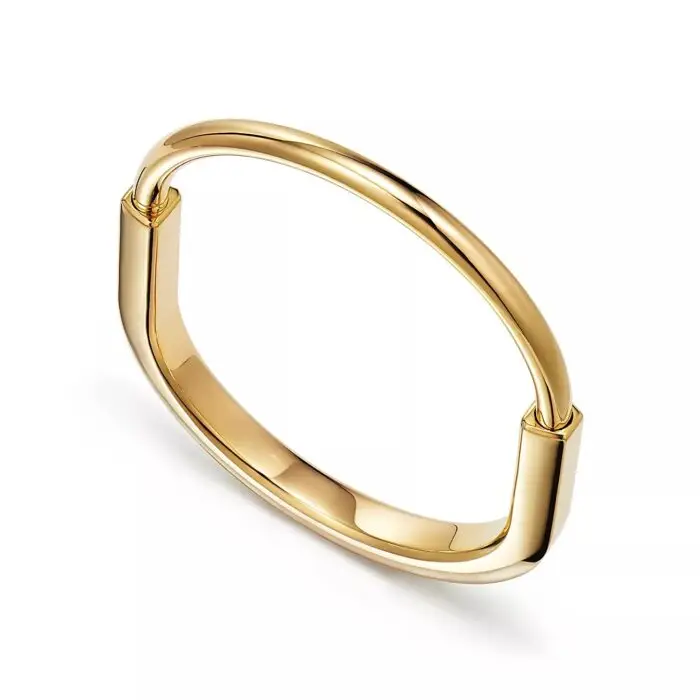 ELSIE LOVE Lock Bangle, 18K Gold Plated, V Gold, Medium Size, PVD 5x Layered - Image 2