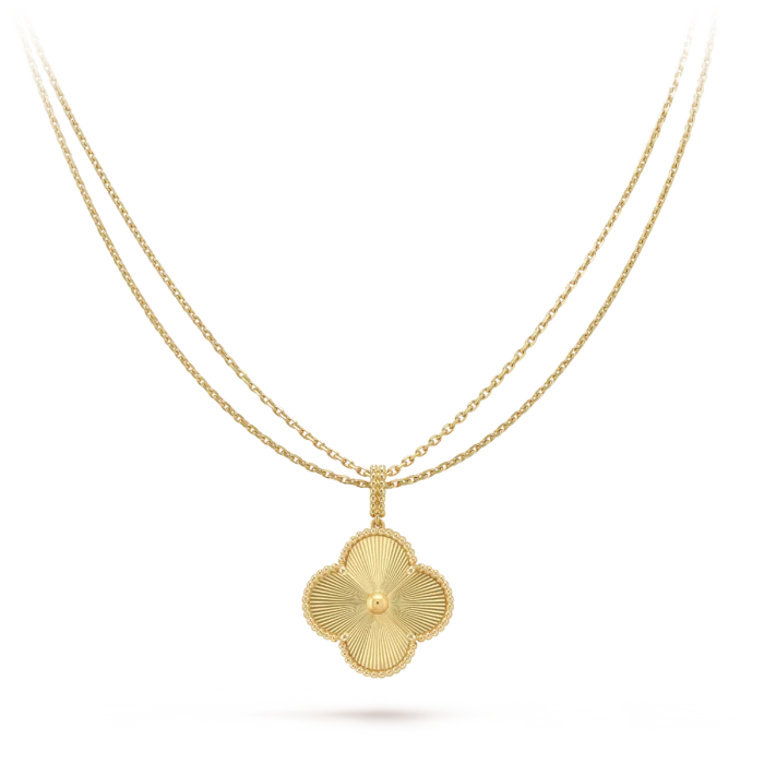 ELSIE LOVE Clover Pendant Necklace, Women’s Long Chain 925 Sterling Silver, 18K Gold Plated - Image 2