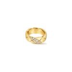 ELSIE LOVE Coco Crush Ring · 925 Sterling Silver 18K Gold Plated · Quilted Engraving with Zirconia · Elegant Women’s Fashion Ring - Image 2