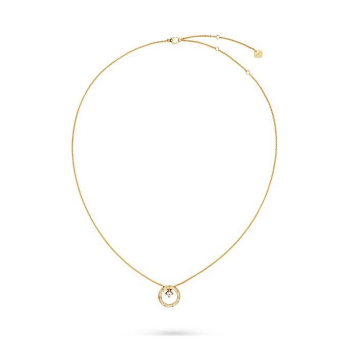 ELSIE LOVE Coco Crush Necklace Women 18K Gold Plated V Gold Zirconia PVD 5x Layered Circle Pendant - Image 2