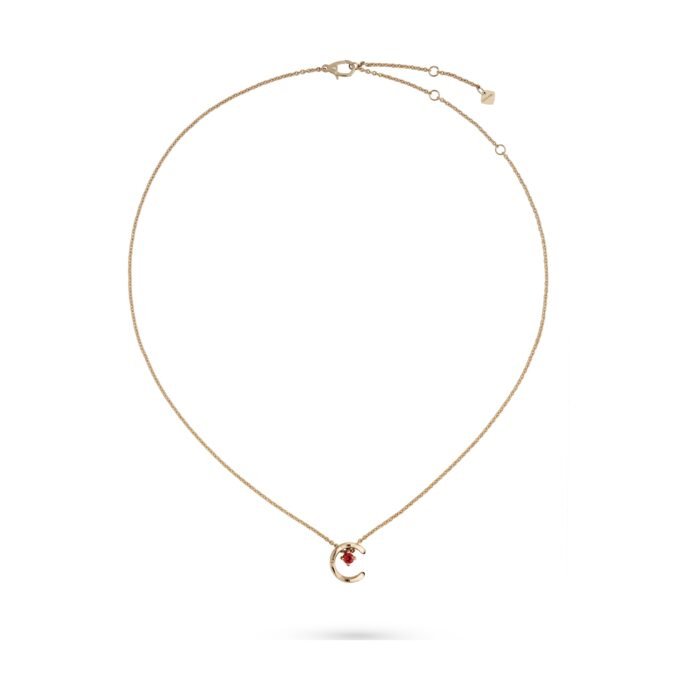 ELSIE LOVE Coco Crush Necklace Women 18K Rose Gold Plated V Gold Red Zirconia C Letter Pendant PVD 5x Layered - Image 2
