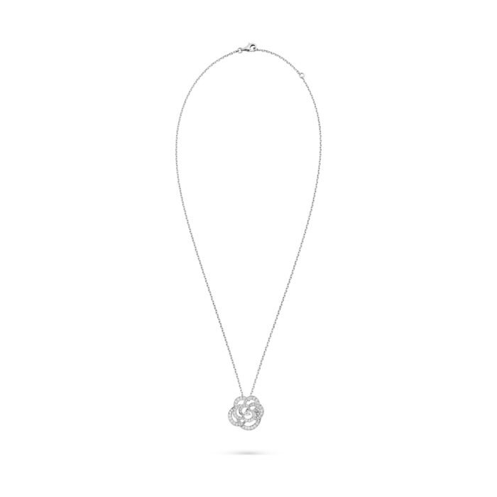 ELSIE LOVE Camélia Necklace Women 18K Gold Plated V Gold Zirconia PVD 5x Layered Hollow Flower Pendant - Image 2