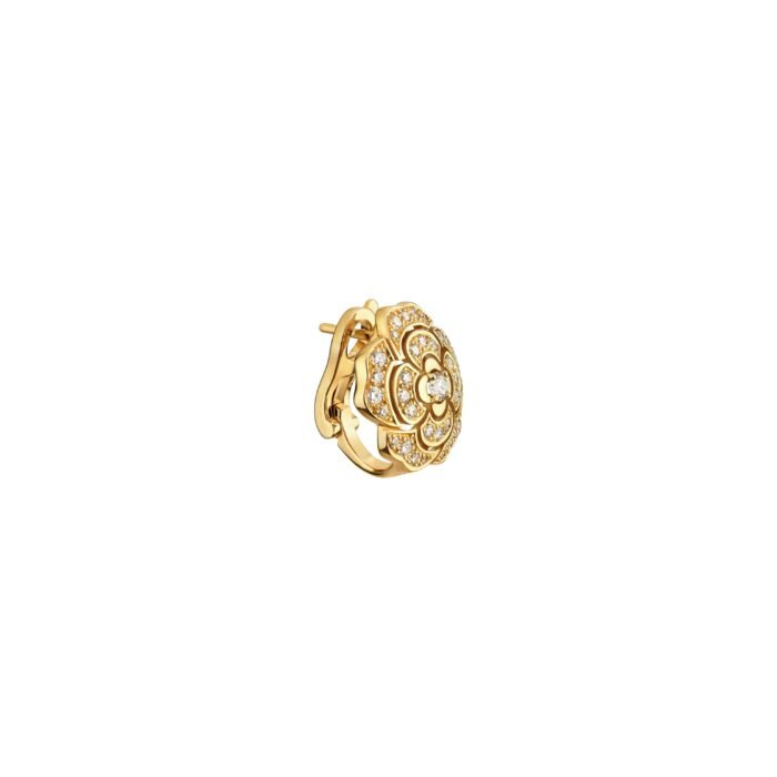 ELSIE LOVE Camélia Earrings Studs Women 18K Gold Plated V Gold Zirconia PVD 5x Layered Flower Jewelry - Image 2