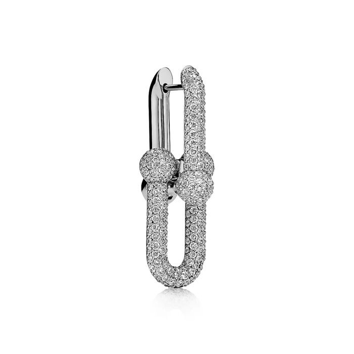 ELSIE LOVE Link Earrings Full Zirconia | V Gold 18K Gold Plated | 1.4" Statement Earrings - Image 2