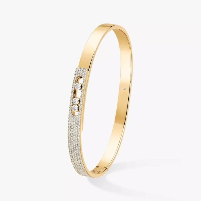 ELSIE LOVE Move Noa Bracelet Women 18K Gold Plated V Gold Zirconia PVD 5x Layered Bangle 4.5mm - Image 2