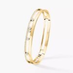 ELSIE LOVE Move Romane Bracelet Women 18K Gold Plated V Gold Zirconia PVD 5x Layered Double Band Bangle - Image 2