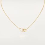 ELSIE LOVE Double Ring Necklace Women 18K Gold Plated V Gold PVD 5x Layered 18-Inch Pendant - Image 2